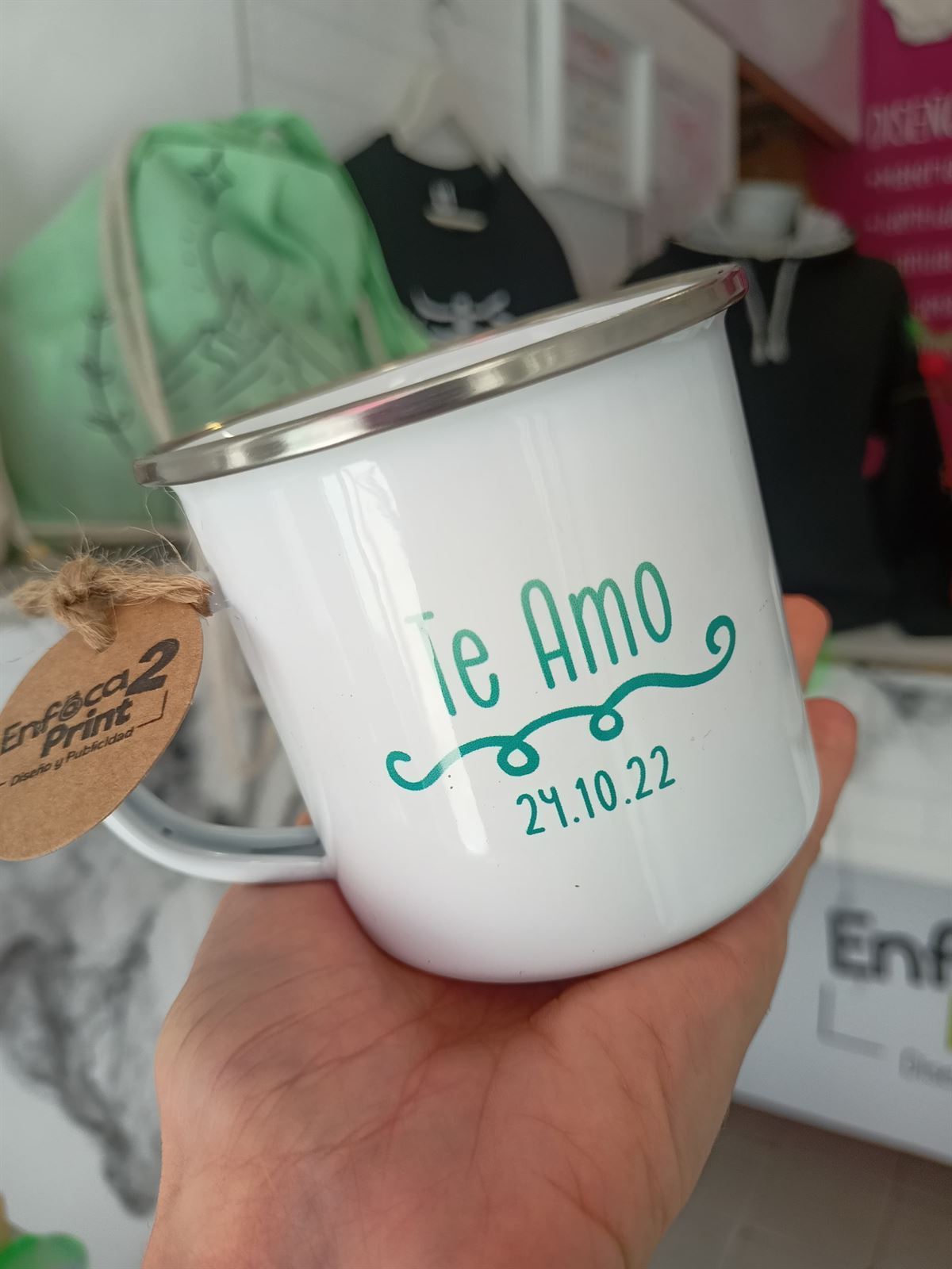 Taza vintage peltre personalizada - Imagen 2